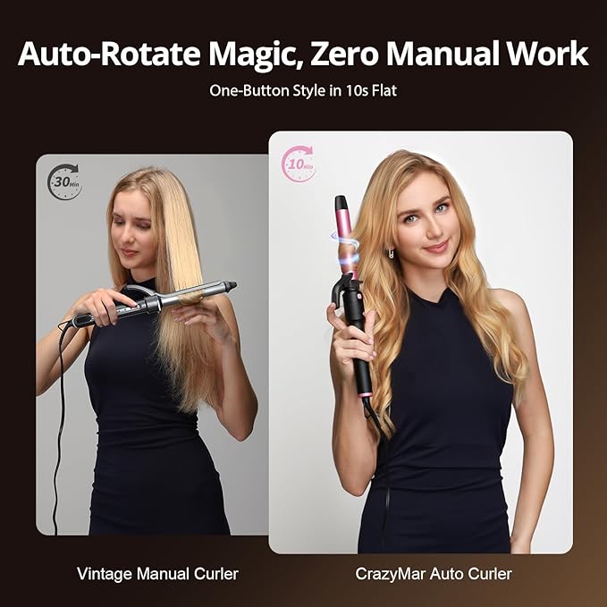 5 in 1 Automatic Rotating Curling Iron Set CrazyMar Curling Wand Set - 5 Barrels (3/411/4 Inch) Dual Voltage Curling Wand for Professional Hair Styling Travel Ceramic Coating(Hot Pink)