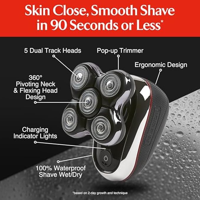 Remington Balder Boss Electric Razor for Head XR7120 - Premier Wet/Dry Bald Head Shaver Japanese Steel Blades Cordless Rechargeable Effortless Head Shaving with Precision Dual Track Heads