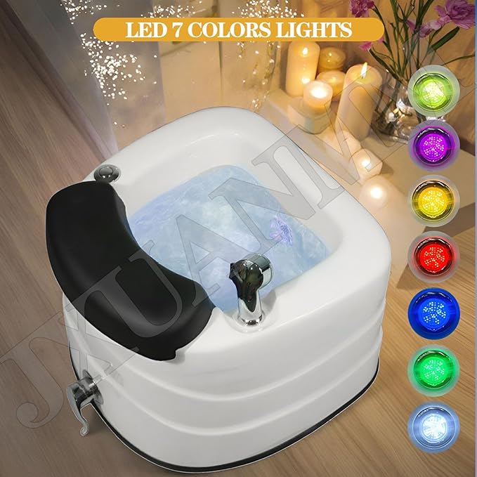 Footbath Barrel deep Foot Bath Spa with Massage Special for Hotel Salon Acrylic Pedicure Chair Bowl with Pedicure Foot Rest Massage Foot and 60PCS foot bath bags for Soaking Feet Foot Bath Basin E