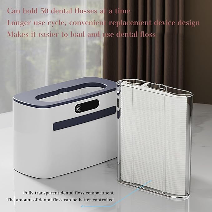 KYOFIS Smart Touchless Floss Pick Dispenser with Sensor Rechargeable Refillable Holder Touchless Dental Care Solution with 500 Count Flossers(Gold)