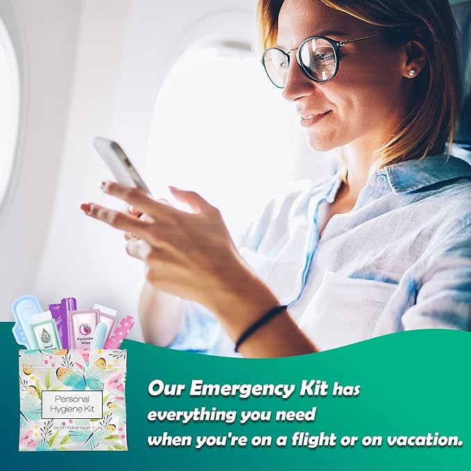 Butterfly Style Menstrual Kit All-in-One 100 Pack | Convenience on The Go | Period Kit Pack for Travelling Tweens &amp Teenagers or just When You’re Out | Individually Wrapped Feminine Hygiene Produ