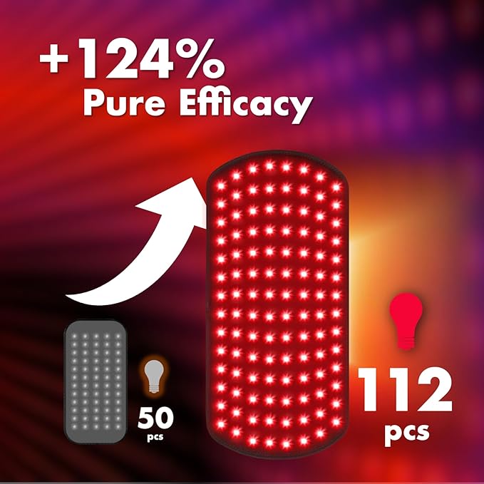 ALLOLO Red Light Therapy for Body 16.7*7.9 660nm &amp 850nm Infrared Red Light Therapy Belt with Pulse for Back Waist 3-in-1 LED Bead with Controller Timer Gift for Women Men