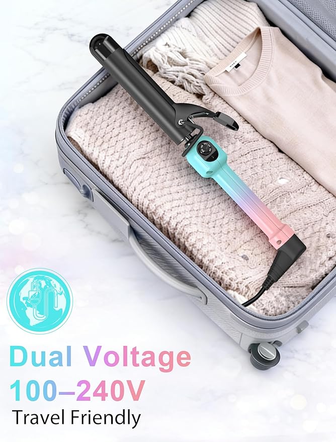 Professional 1 1/4 Inch Curling Iron with Clamp Hair Curler with Temp Dial 280-450°F Ceramic Coating for Long-Lasting Curls &amp Easy Styling Dual Voltage 100-240V