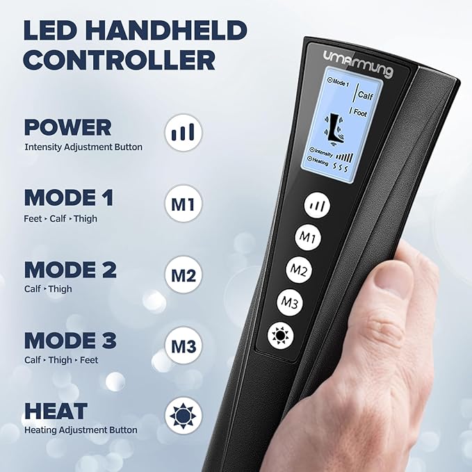 Air Compression Leg Massager with Heat - Ideal Christmas Mother's Day and Father's Day Gifts for Men Women Dad Mom - Relieves Foot and Knee Pain Eases Varicose Veins Cramps Swelling and Edema