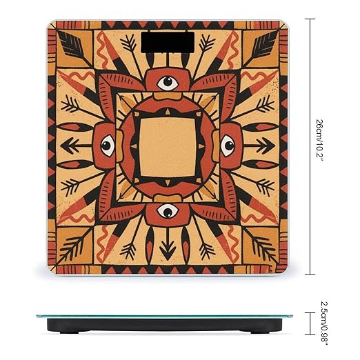 Boho Mandala Weight Scale Large Bathroom Scales Digital Weight with Bright LED Display Non Slip Automatic Weighing Scale Fashion Weighing Machine for Body