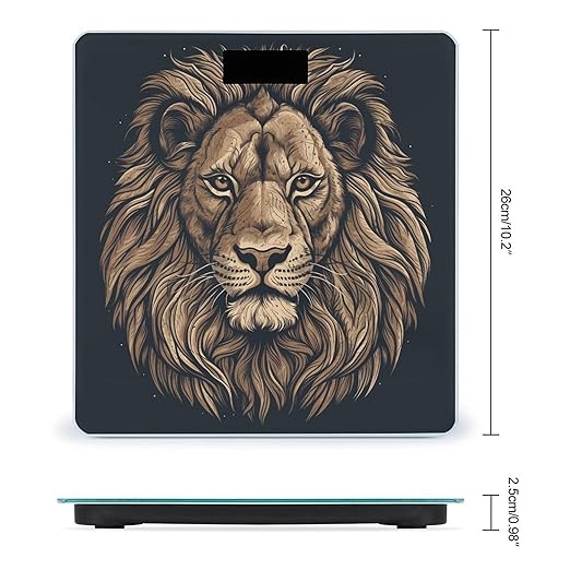 Cartoon Lion Scale for Body Weight Highly Accurate Digital Bathroom Scale Sturdy Tempered Glass Weighing Scales with LCD Display Fashion Body Fat Smart Scales 400lb
