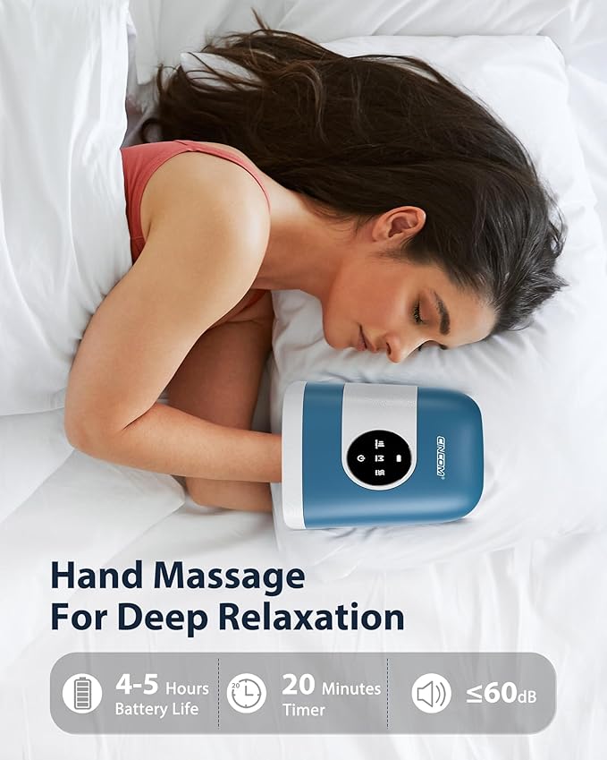 CINCOM Upgraded Hand Massager with Heat and Compression for Arthritis and Carpal Tunnel - Cordless &amp Rechargeable Gifts for Women