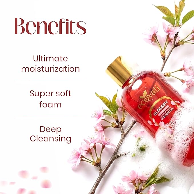 Glossify Shower Gel Cherry Blossom Luxury Collection 300ml Ultimate Moisturization Deep Cleansing Super Soft Foam