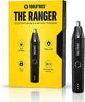 TOOLETRIES The Ranger - Electric Nose &amp Ear Hair Trimmer for Men Wet/Dry Nose Clippers with Stainless Steel Blades Waterproof Rechargeable Li-Ion Battery LED Spotlight Travel Lock - Black