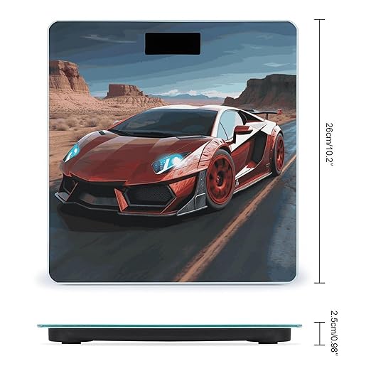 Red Race Car Bathroom Scale for Body Weight LCD Display Digital Bathroom Scale Tempered Glass Bathroom Weight Scales Fashion Smart Scales for Home Bedroom 400 Lb
