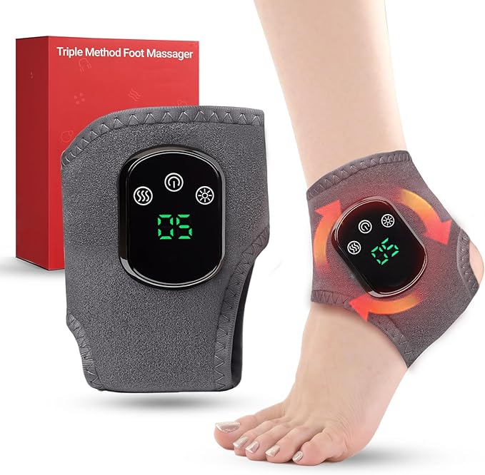 Foot Renew Triple Method Massager - Cordless Heated Foot Massager with 5 Heat &amp 3 Vibration for Pain Relief &amp Relaxation Portable for Home Office Travel - Ideal Gift