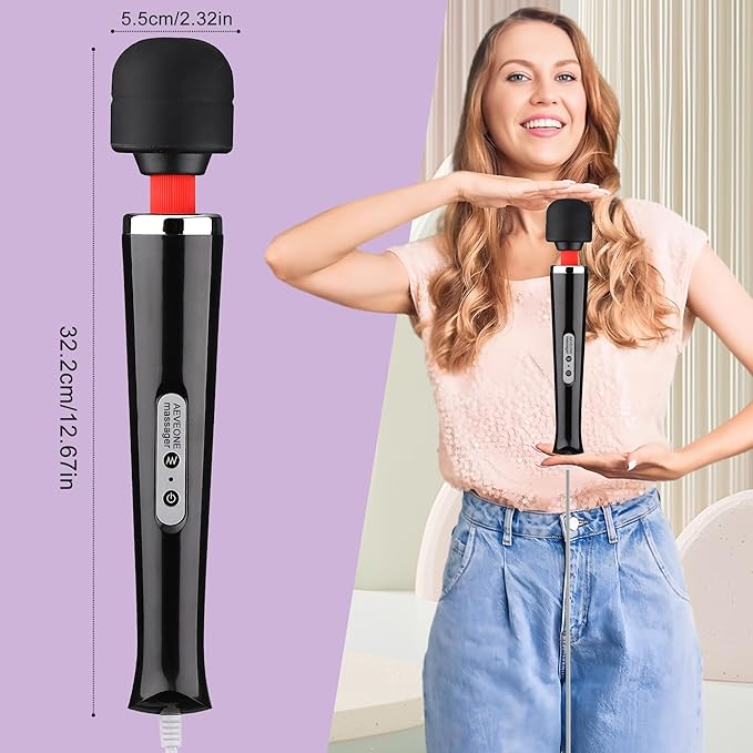 Wired Powerful Handheld Wand Massager Strong Personal Vibration Massage for Sports Recovery Back Muscle Aches Whole Body Pain (Black)
