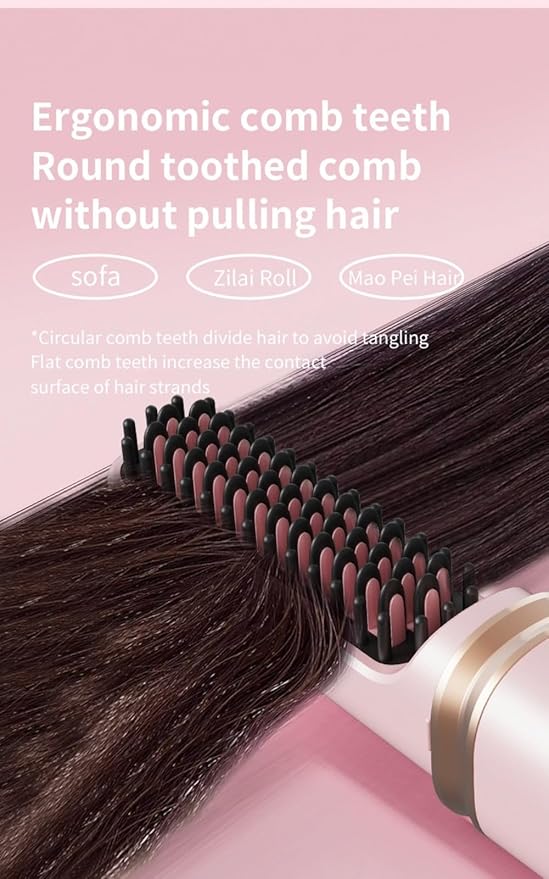 Cordless Hair Straightener Portable Mini Cordless Straightening Brush USB Rechargeable with LCD Temperature Display Adjustable Heat Settings Ideal for Travel Frizz-Free Smooth Hair (Pink)