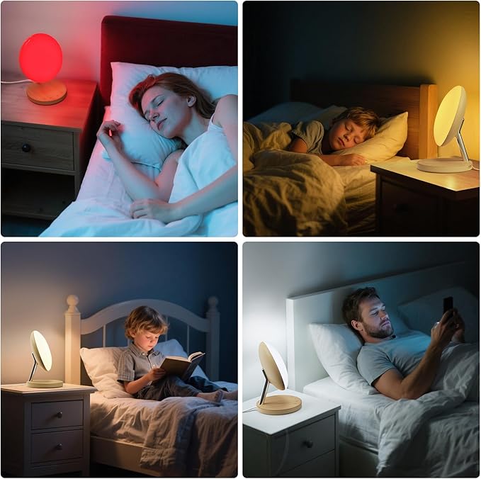 Light Therapy LampRed Night Light with 5-Level Brightness &amp 4 Color Modes 670nm Adjustable USB Red Light Night Light Lamp for SleepStress Relief Relaxation