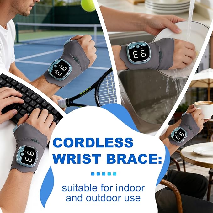 Wireless Hand Massager with 3 Heat Settings 3-in-1 Compression Therapy for Fingers Palm and Wrist