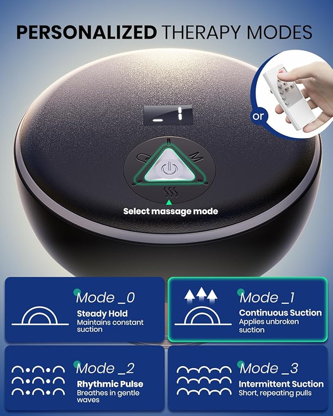 Electric Cupping Kit for Massage Therapy with Remote Controller - 32 Levels of Adjustable Suction &amp Heat Portable Cupping Therapy Set for Back Pain Relief Neck Muscle Soreness