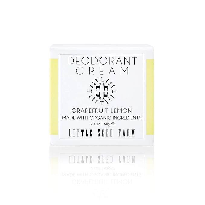 Little Seed Farm All Natural Deodorant Cream Aluminum Free Deodorant for Women or Men 2.4 Ounce - Grapefruit Lemon + Applicators Bundle