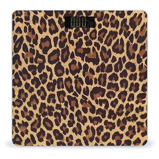 Cool Cheetah Leopard Scale for Body Weight Anti-Slip Sturdy Tempered Glass Weighing Machine Highly Digital Accurate Bright LCD Bathroom Scale for Household Gift