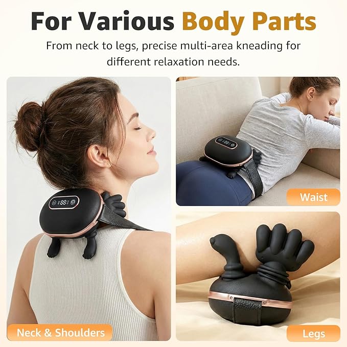 Neck and Back Massager with FingersBionic Real Palm Massager with HeatElectric Cervical Massage for Shoulder 4D Deep Tissue KneadingBalanced PressureIdeal for OfficeHomeTravel &amp Gifts (Blac
