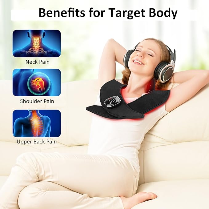 Sales Clearance All-in-One Cordless Red Light Therapy for Neck Shoulders and Back 850nm Infrared Therapy Heating Pad with Timer for Joints &amp Muscle Relaxation Easy Clean