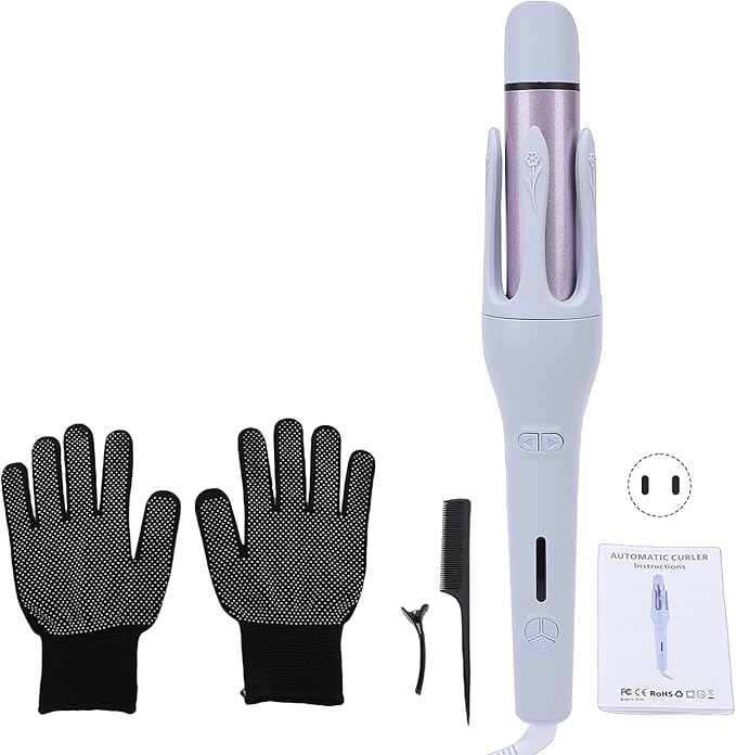 Yinhing 2 in 1 Flat Iron Hair Straightener and Curler 3 Temperature Settings 160 180 200 Rotating Power Cord with Comb 2 Clips and Gloves for All Hair Types Women (Purple)