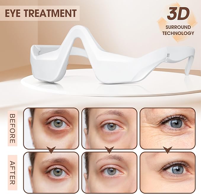 Under Eye Red Light Therapy Massager Glasses Eye Massager with 2 ModesEye Massager for Eye Bags Dark Circles Puffiness Wrinkles Fine Lines