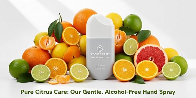 POCKET CARE Hand Moisturizing Cleanser Spray Grape Aroma – Travel Size 0.50 fl oz (3 Pack) | Gentle Natural Hand Care for Kids &amp Family Skin-Friendly Formula