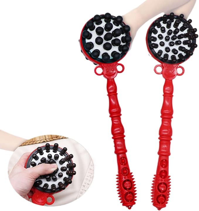 双面实木敲打按摩锤 Manual Body Massage Hammer 养身按摩棒 Leg Arms Back Calves Roller Massage Roller Stick 经络拍打器不求人手持全身按摩 HomeOffice Body Electric Massagers