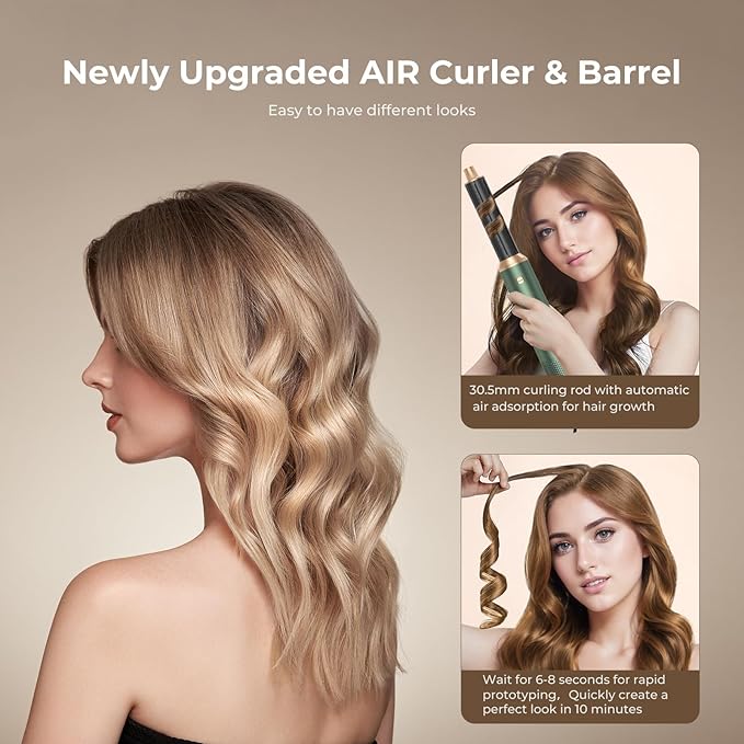 5 in 1 Blow Dryer Brush Negative Ion Hair Dryer Brush Set Upgrade Hot Air Brush Air Styler Curling Wrap Air Curler Curling Iron Hair Styling Tools As A Gift for Straight/Curl/Drying/Smoothing