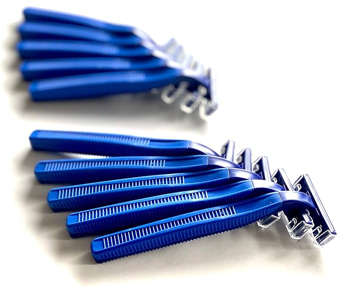 100 Box Combo of Blue and Pink Razor Blades Disposable Stainless Steel Hospitality Quality Shavers High End Twin Blade Razors for Men and Women with Aloe Vera Lubrication Strip