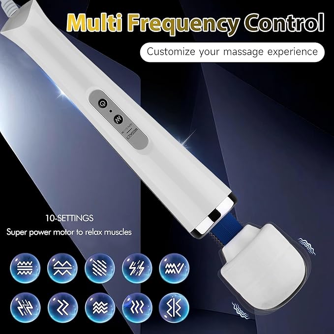 Personal Massage Device - Handheld Vibration Massager - Powerful Wired Wand - Best for Travel - Magic Stress Away - Perfect on Back Legs Hand Pains and Sports Recovery - White