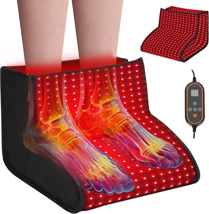 Red Light Therapy for Feet Neuropathy – 320 Dual-Wavelength LEDs Infrared Therapy for Foot &amp Ankle Adjustable Timer Relief for Plantar Fasciitis Pain