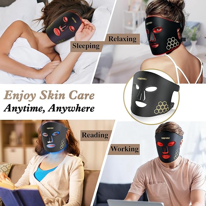 Red Light Therapy for Face 850nm Near Infrared LED Face Mask 4 Light Modes Portable Rechargeable Red Light Therapy Mask Skincare Device for Facial Rejuvenation