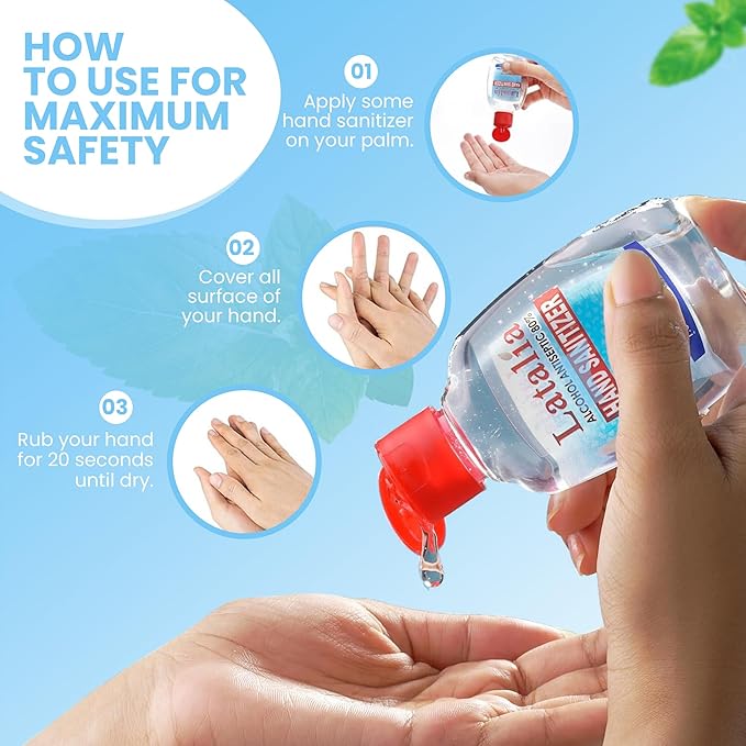 Latalia Mini Hand Sanitizer Travel Size Pack of 432 | 1.85 fl oz with 80% Alcohol Small Hand Sanitizer Bulk For Non-Sticky Unscented Gentle &amp Fresh Hands Anytime