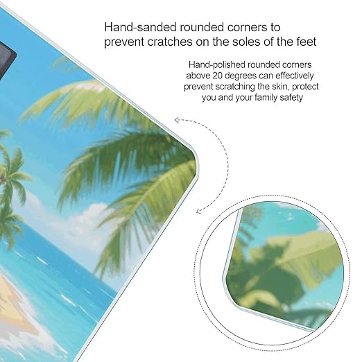 Tropical Island Weight Scale Cute Bathroom Scale for Body Highly Accurate Digital Weighing Machine for People Compact LCD Display Scales with Sturdy Toughened Glass Scales