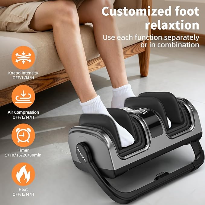 CARESKY® Foot Massager with Heat FSA＆HSA Eligible Shiatsu Foot Massager for Plantar Fasciitis Neuropathy Circulation and Pain Relief Deep Kneading for Foot Calf Gifts for Women Men Mom Dad