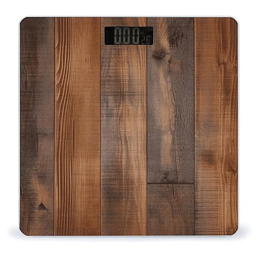 Brown Wooden Bathroom Scale Weight Scale for Body WeightHighly Accurate Digital Weighing Machine Clear LED Display Digital Bathroom Body Scale 400lb/182kg