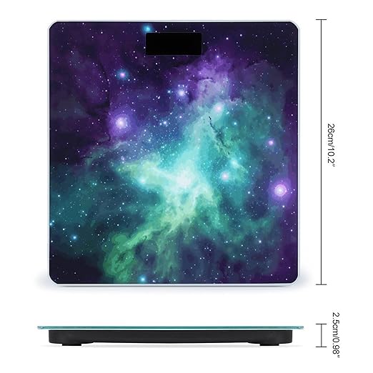 Green Blue Purple Galaxy Digital Bathroom Scale for Body Weight with High Precision Digital Weighing Scale with BMI Clear LCD Display and Step-On Measures Weight Up to 180kg