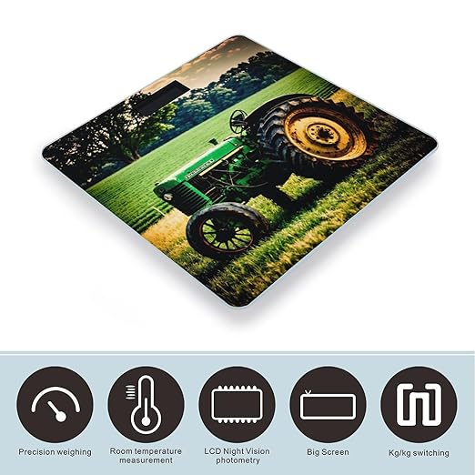 Old Tractor Scale for Body Weight Highly Accurate Digital Bathroom Body Scale Digital Bathroom Scales for People Anti-Slip Large LCD Display Smart Scales