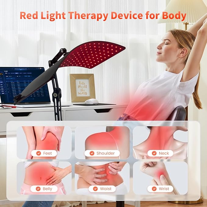 Red Light Therapy for Body Infrared Light Therapy Lamp with Stand Portable 660nm 850nm Red Light Therapy for Face Body Back Home Heating Red Light Therapy for Women Men
