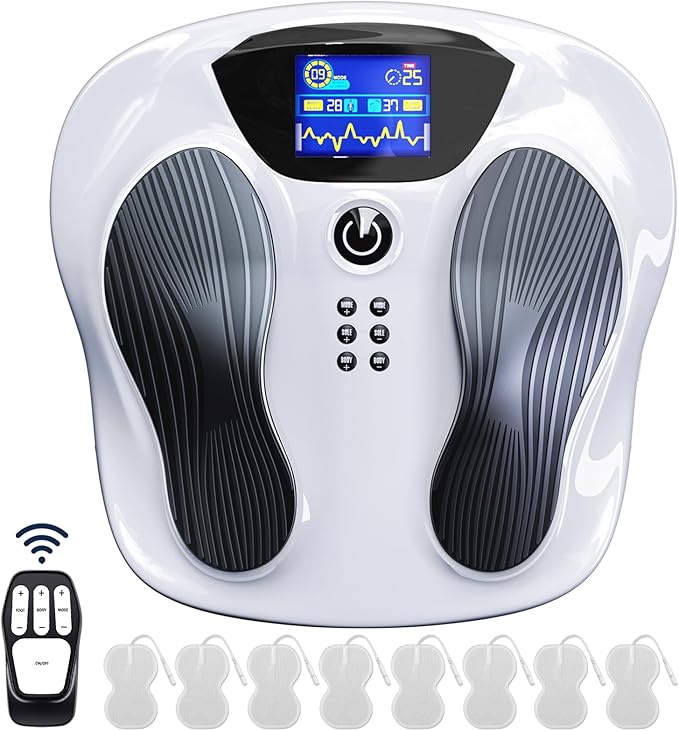 Creliver Foot Nerve Muscle Stimulator Pro TENS &amp EMS Foot Massager for Neuropathy Circulation and Body Pain Relief Electric Feet Legs Blood Circulation Machine FSA or HSA Eligible