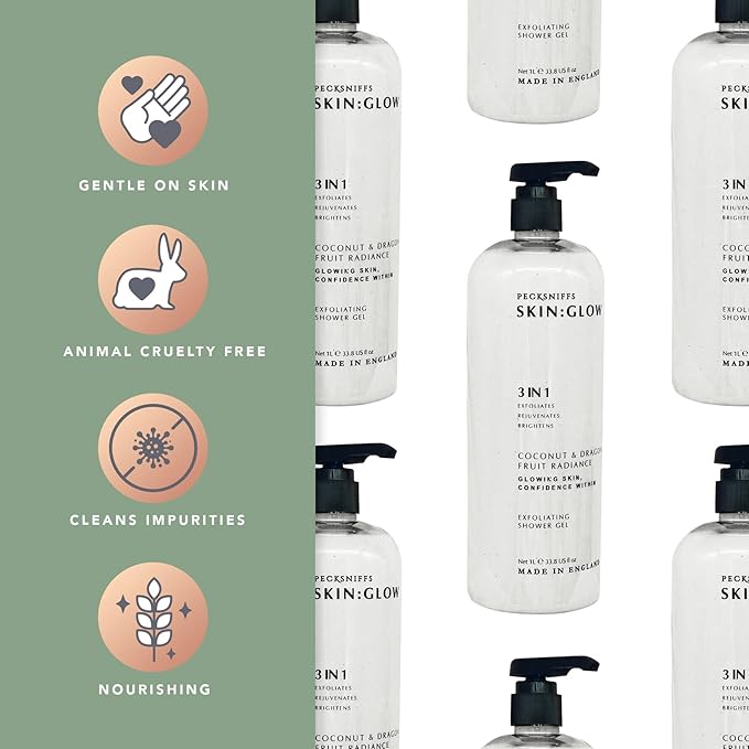 Pecksniff's Coconut &amp Dragon Fruit Radiance Exfoliating Shower Gel | 1000 ml / 33.80 Fl Oz