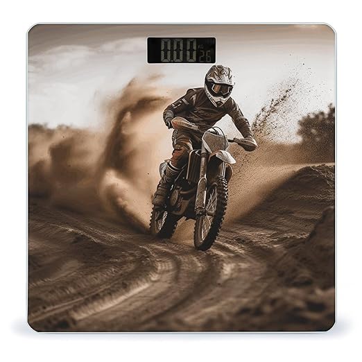 Motocross Scale for Body Weight High Precision Digital Weight Scales with LCD Display Anti-Slip Sturdy Slim Tempered Glass Bathroom Scale for Home Use