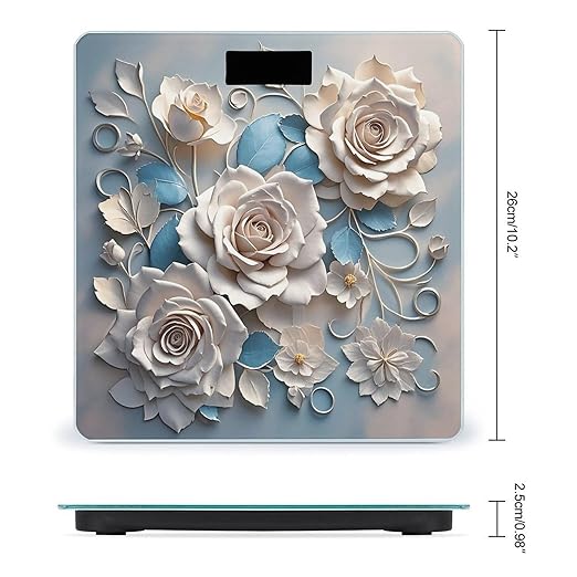 Rose Elegant Decorative Floral Smart Scale for Body Weight Accurate Bathroom Scale with LED Display Digital Weight Scales Weighing Machine High Precision Scales for Bath Home