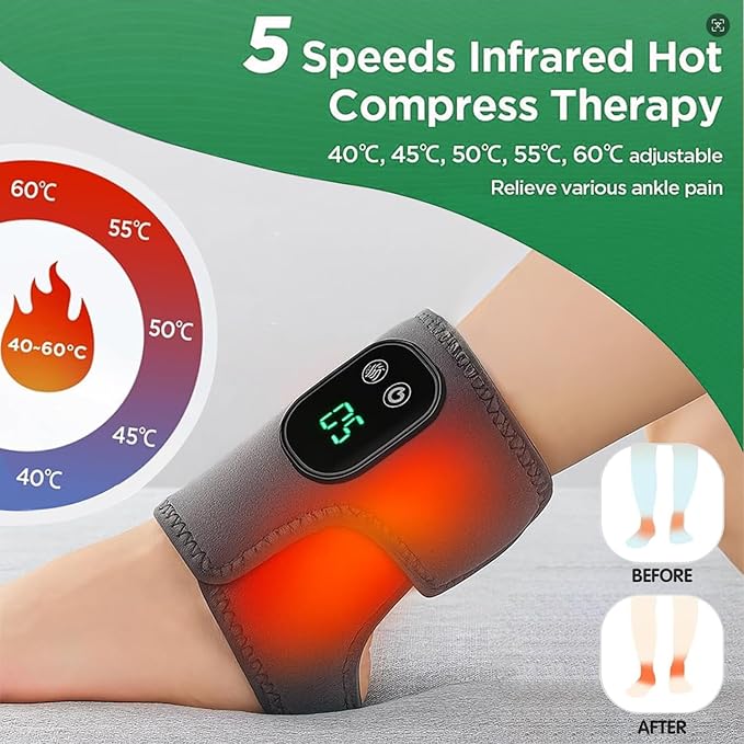 Ankle Massager for Pain Relief with Hot Compress Function 3-Level Adjustable Heat &amp Vibration Smart Timer Touch Screen Compact &amp Portable for All Ages (1pc)