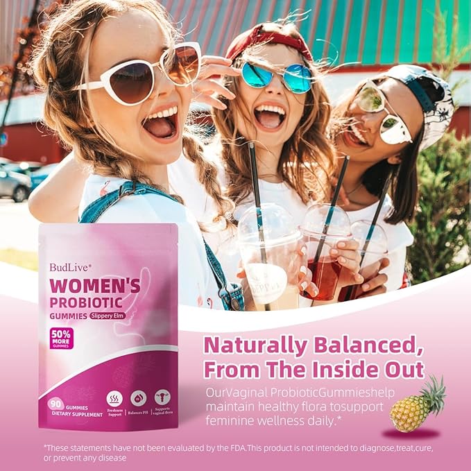 2pack Vaginal Probiotics Gummies for Women Feminine Balance pH Gummies for Healthy Odor Yeast Balance &amp Flora + Vitamin C for Immune Support -Pineapple (90Ct/ Pack)
