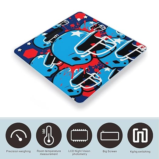 Baseball Helmet Blue Weight Scale Large Digital Bathroom Scales with Bright LED Display Non Slip Digital Scale and Step On Fashion Weighing Machine for Body