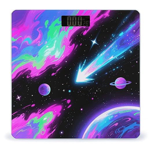Fluorescent Planet Weight Scale Cute Bathroom Scale for Body Highly Accurate Digital Weighing Machine for People Compact LCD Display Scales with Sturdy Toughened Glass Scales