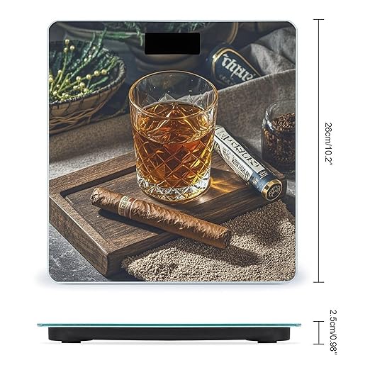 Cigar &amp Whiskey Scale for Body Weight Highly Accurate Digital Bathroom Body Scale Digital Bathroom Scales for People Anti-Slip Large LCD Display Smart Scales