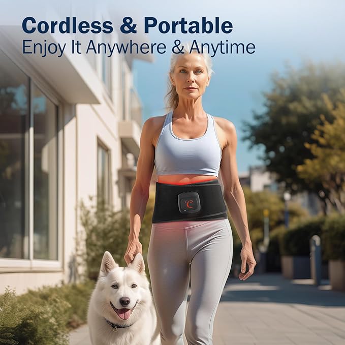 Comfytemp Cordless Red Light Therapy Belt for Body Portable Rechargeable Near Infrared Light Therapy Wrap Father's Day Gifts 19W Wireless Large Light Band for Waist Lumbar Lower Back